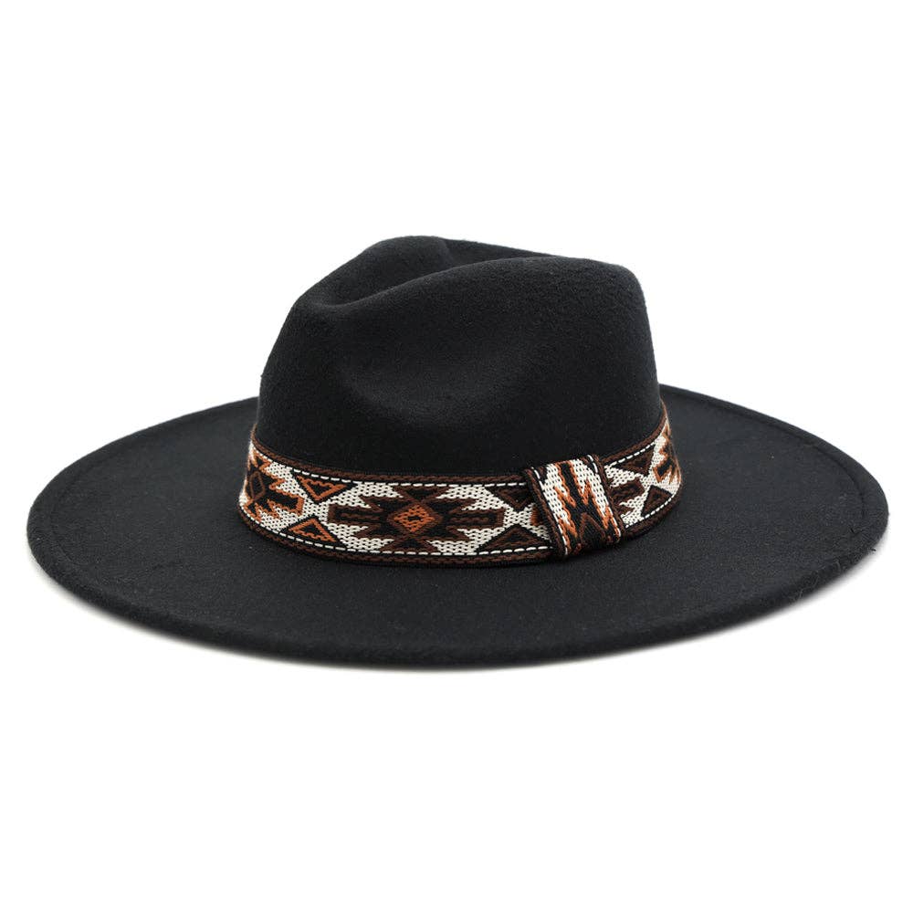 MiMi Wholesale - Wholesale Fedora - Women's - MH0086 Aztec Band Felt Fedora Hat1