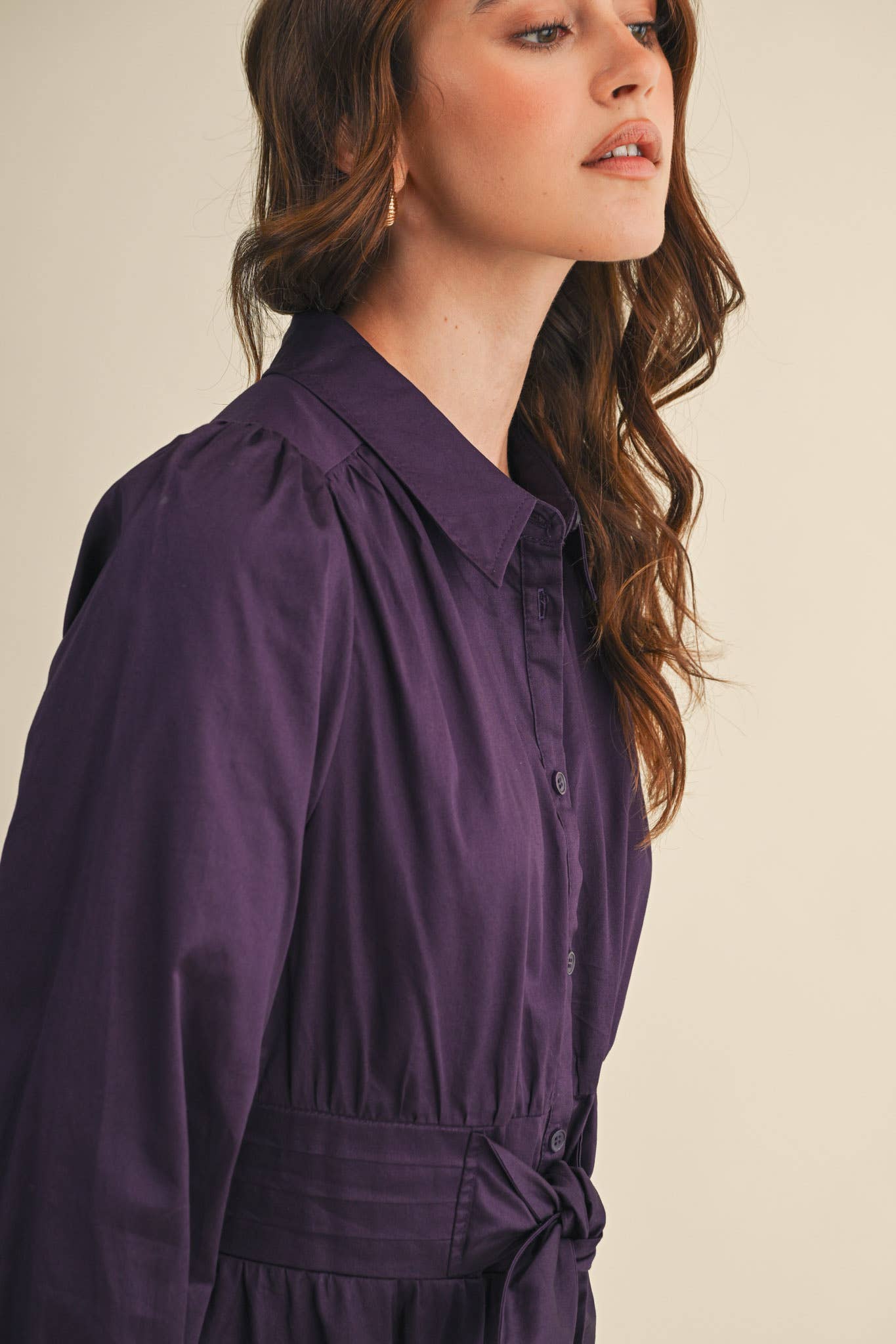 &MERCI - Wholesale Dress - Women's - PINTUCK WAIST TIE FRONT MIDI DRESS MDR42192