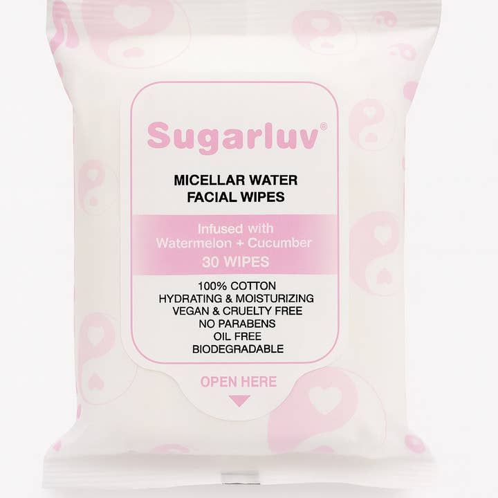 Sugarluv - Wholesale Makeup Remover - Facial Cleansing Wipes Micellar Cucumber/Watermelon 30 Count0