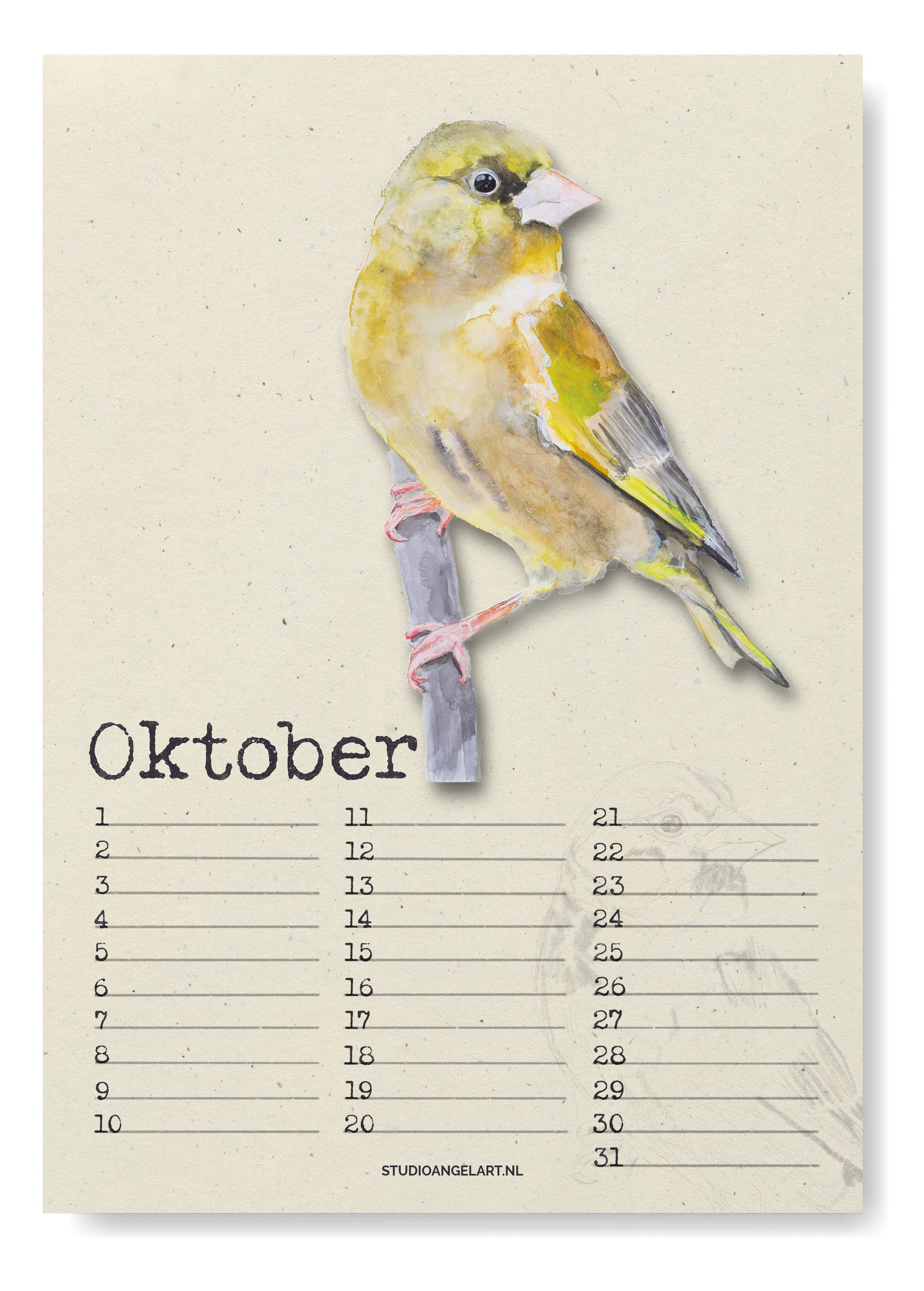 Studio Angelart - Vente Calendrier - Calendrier d’anniversaires avec oiseaux8