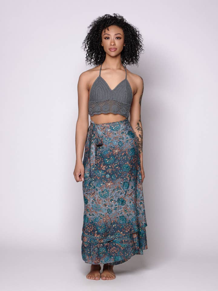 Bohemian Wrap Skirt, Boho clothing, CASE OF MIXED COLORS! for wholesale by Foutaz LLC