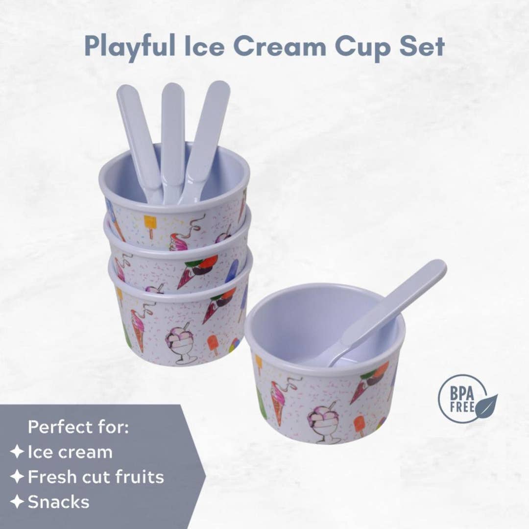Lexi Home - Wholesale Serving Utensil - 8-Piece Melamine Ice Cream Cups with Spoons Set3