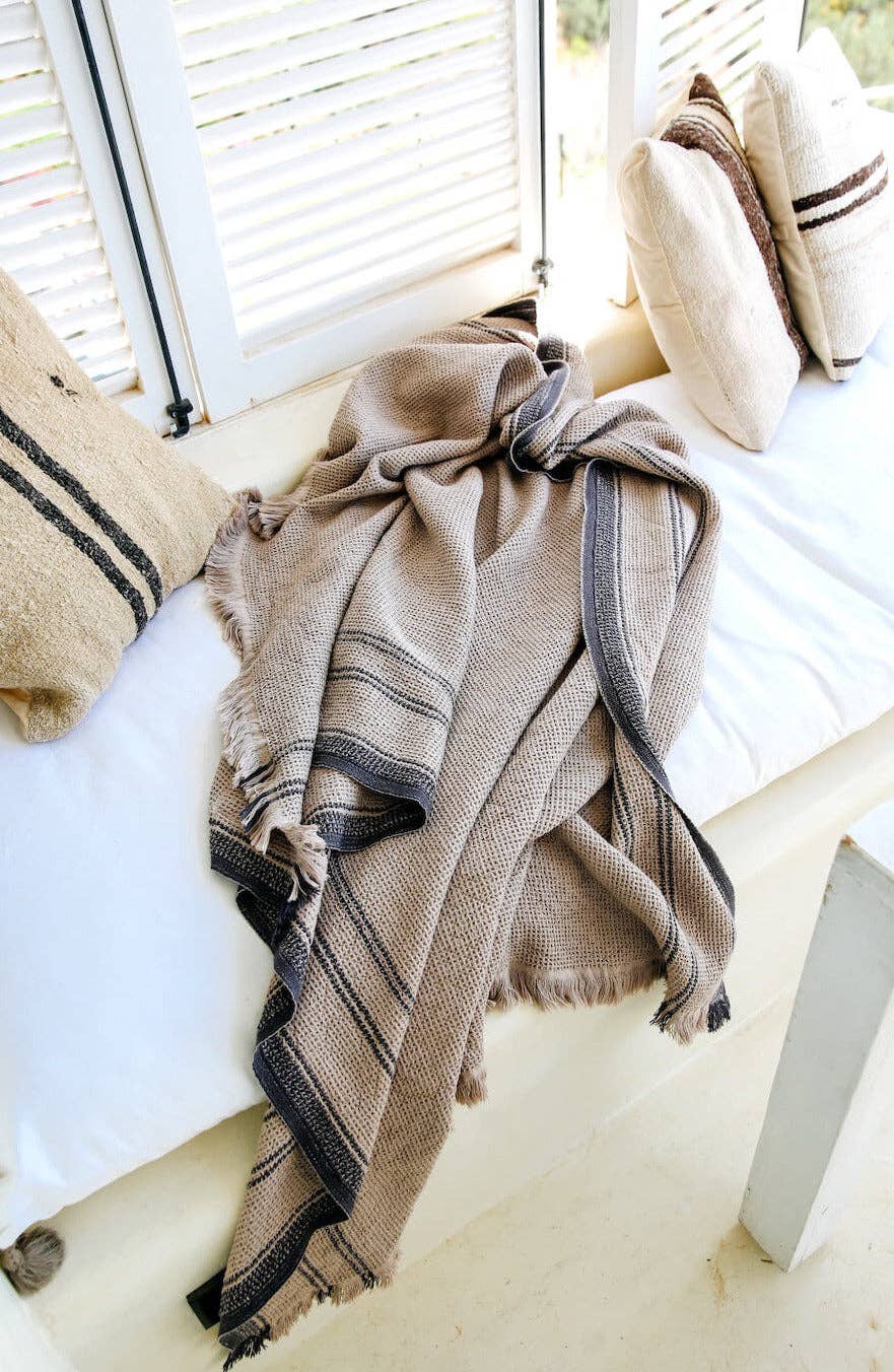 Coffee Merlot Cotton Throw for wholesale on Faire