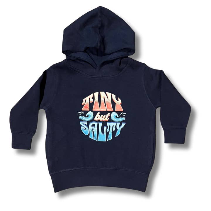 Tiny but Salty Hoodie – Navy Youth Pullover for wholesale by Coral Anchor Apparel