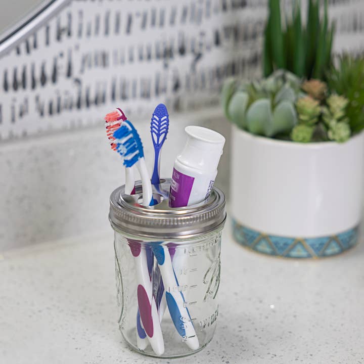 Fox Run Brands - Wholesale Toothbrush Holder - Jarware Toothbrush and Toothpaste Holder Lids, Wide Mouth