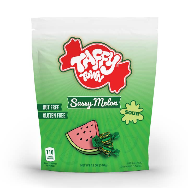 12 oz. Sassy Sour Melon Pouch Bag for wholesale by Taffy Town