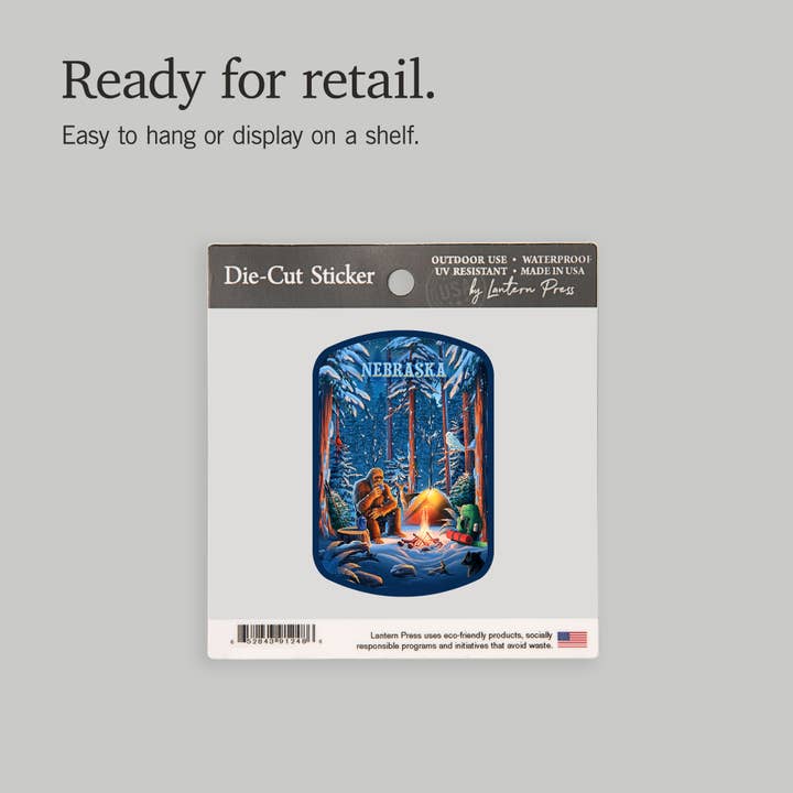 Lantern Press - Wholesale Sticker - STICKERS Nebraska, Inner Squatch, Camping Bigfoot8