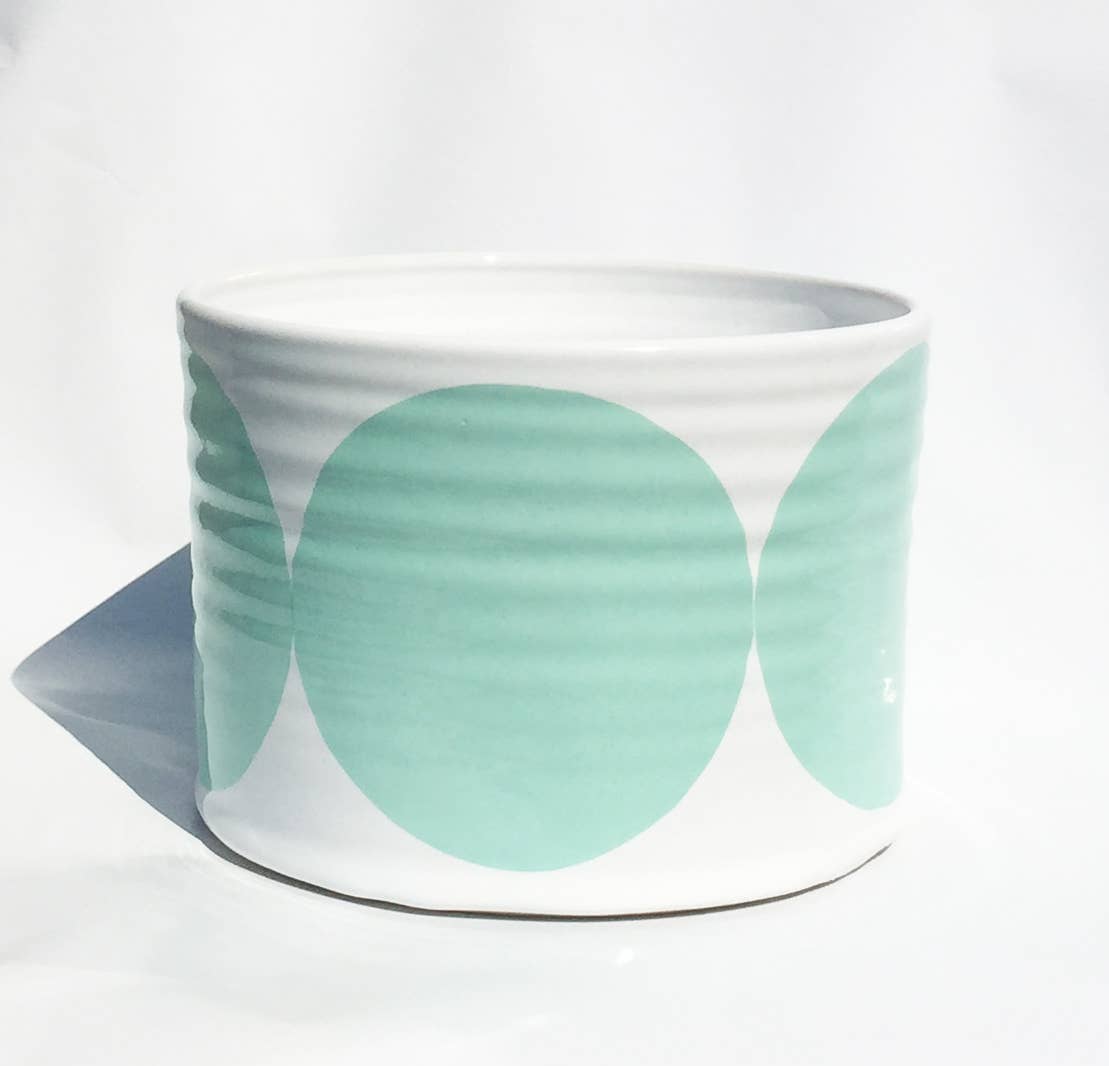 camillaengdahl - Wholesale Plantenpot - DOT kom turquoise met ronde patronen