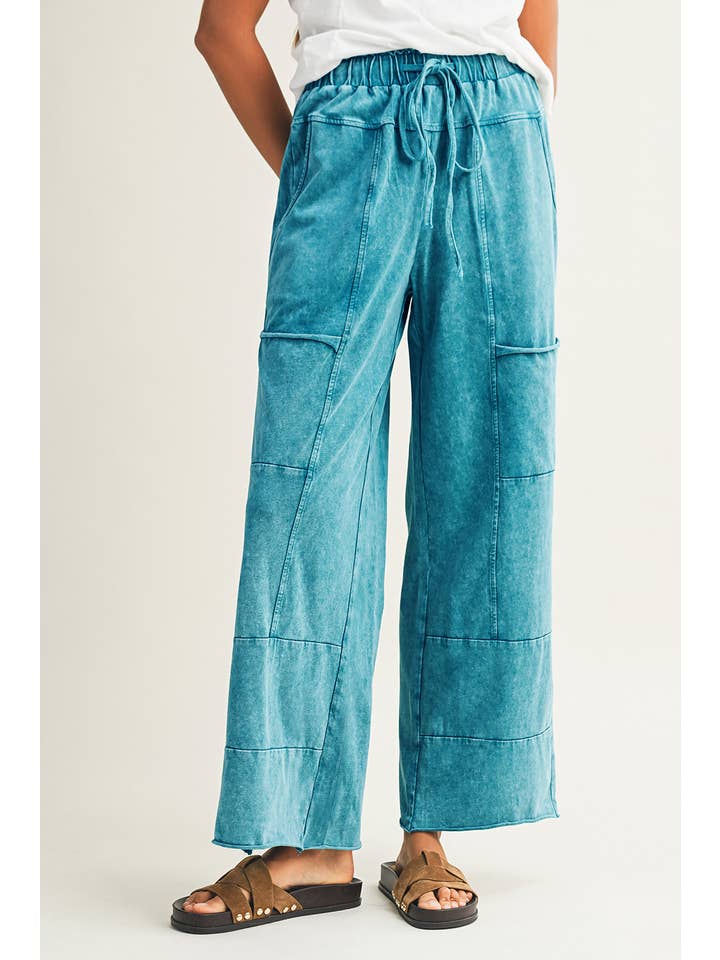 Little Daisy Closet - Wholesale Pants - Women's - LDC Mineral Wash Lace-up High Waist Raw Hem Patched Pants4