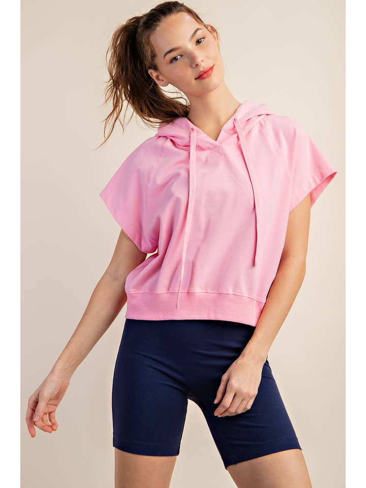 Rae Mode - Wholesale Hoodie - Women's - COTTON LYCRA SHORT SLEEVE HOODIE TOP26