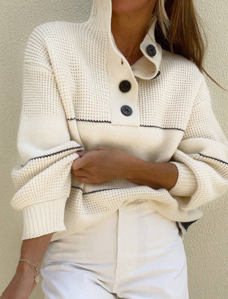 APRICOT Button-Up Collared Knit Sweater for wholesale on Faire4