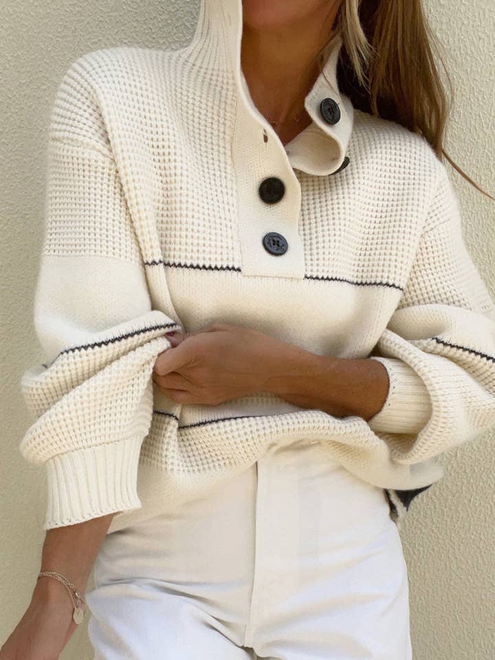 APRICOT Button-Up Collared Knit Sweater for wholesale on Faire4
