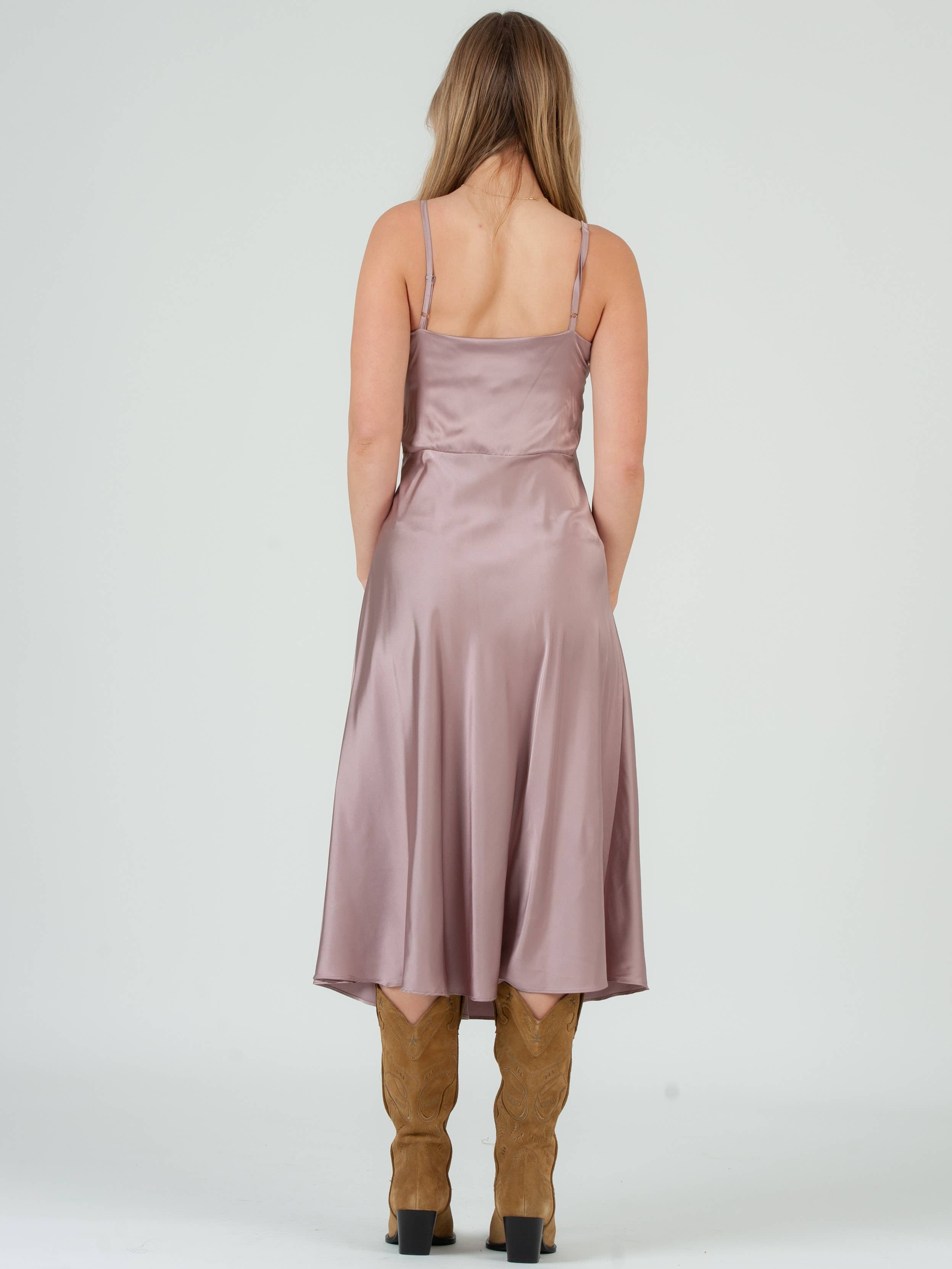 Lucca Couture - Vente Robe – femme - Robe nuisette midi en satin Pré-automne9