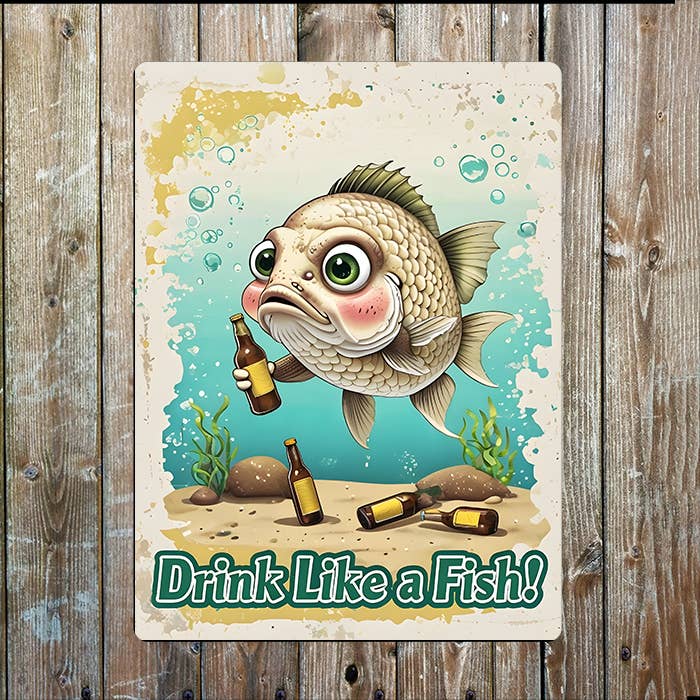 The British Metal Signs Company – wholesale Sign – Drink Like A Fish | Beer Pub Bar | Metal Sign Plaque