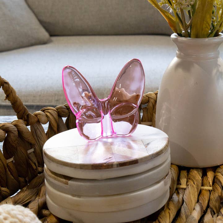 Lainy Home - Wholesale Decorative Tabletop Object - Le Mariposa Exclusive Crystal Butterfly Home Decor in Pink