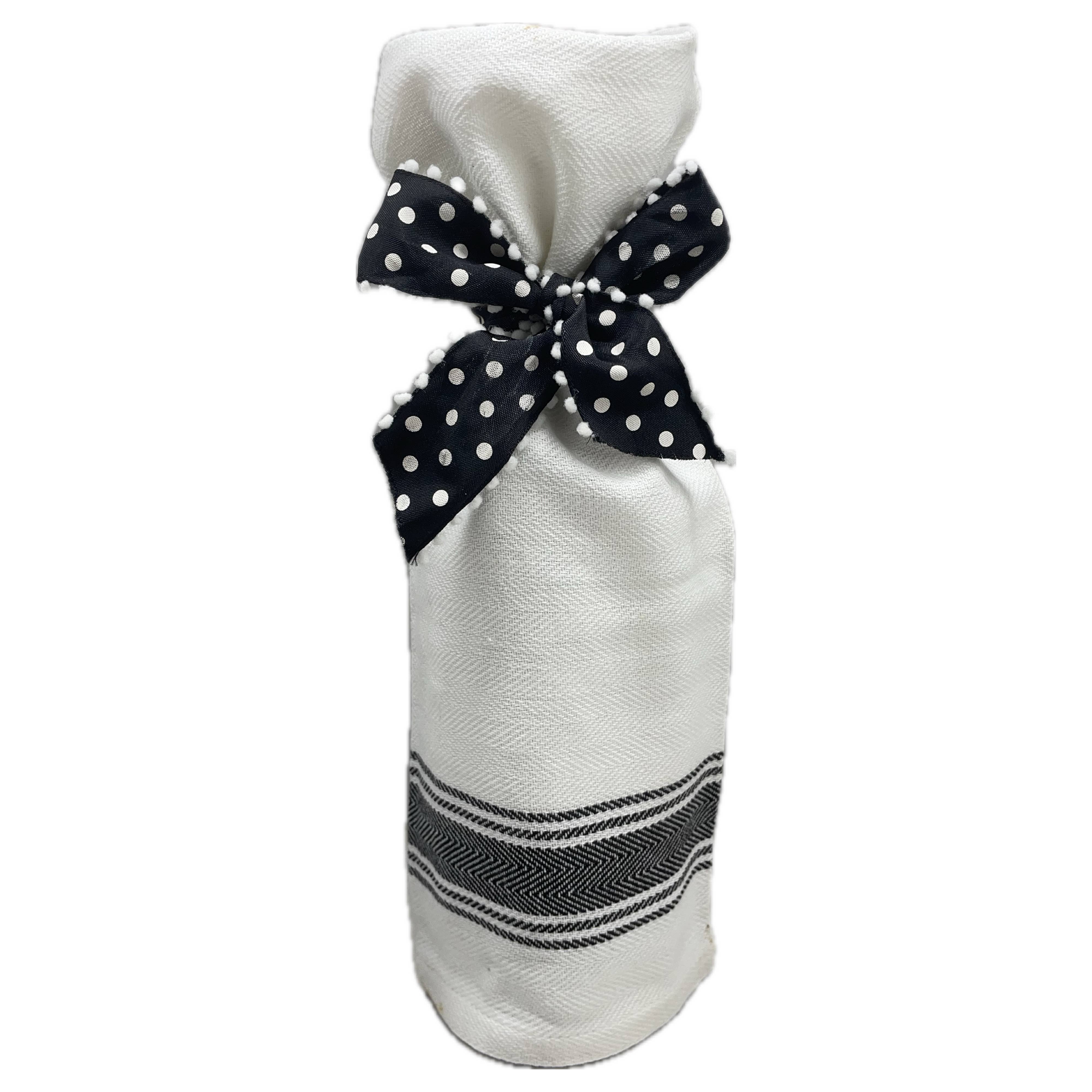 BLANC - BORDURE DOUBLÉE NOIRE BB-A-101 Torchons de cuisine blancs "Ici, on ne cache pas la folie en vente sur Faire1