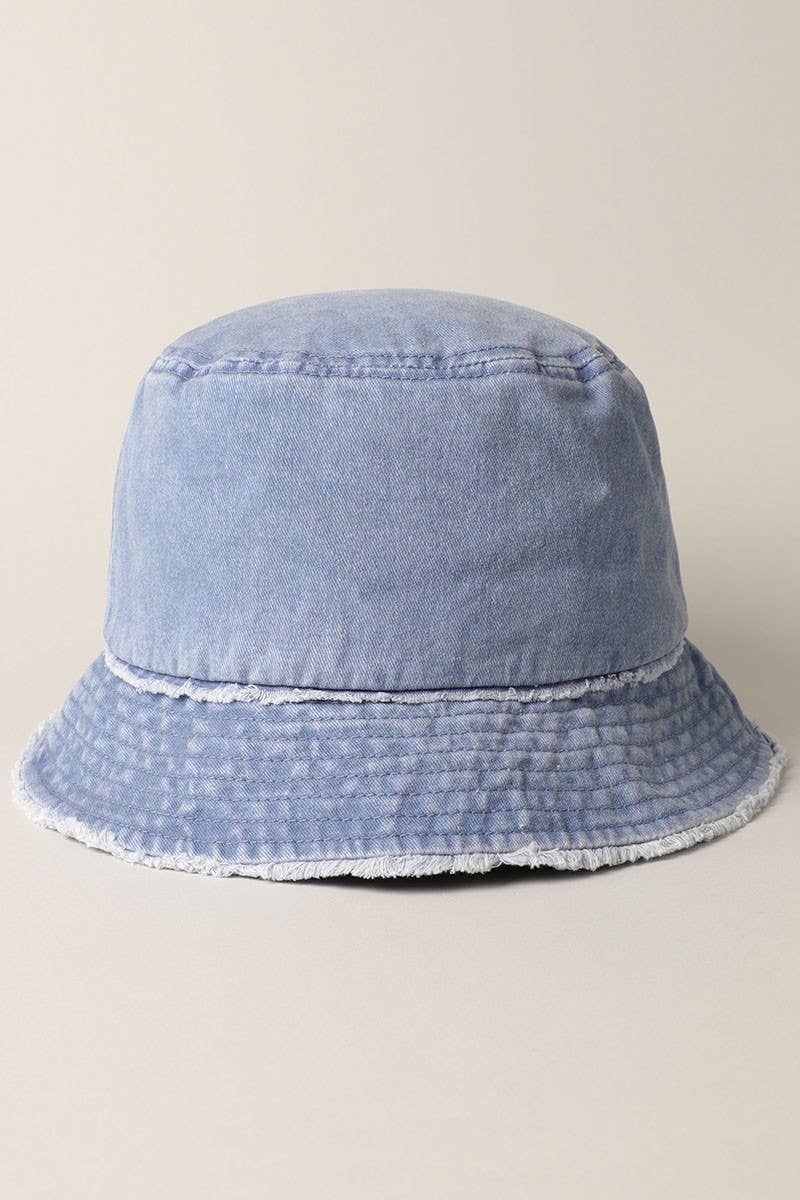 Fashion City – wholesale Bucket Hat - Dam – Sliten duk bomull denim hink hatt4