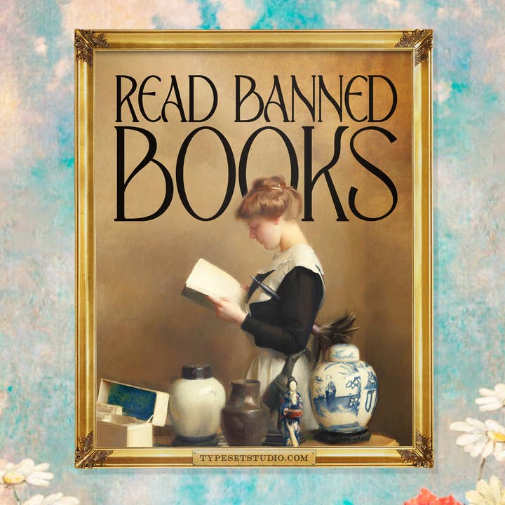 Læs forbudte bøger - Ændret klassisk kunstvinylklistermærke for engroshandel hos Typeset Studio