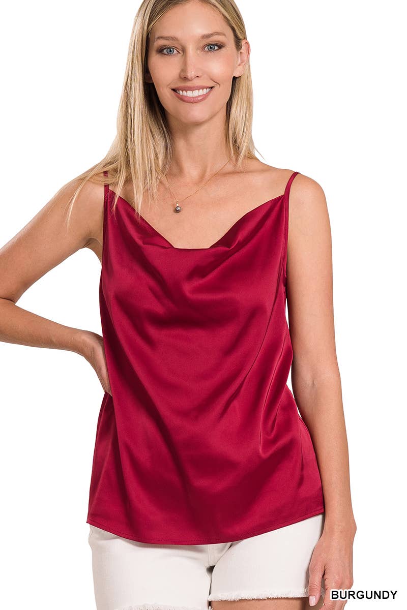 42POPS - Wholesale Camisole - Women's - `.SATIN CHARMEUSE COWL NECK CAMI TOP9