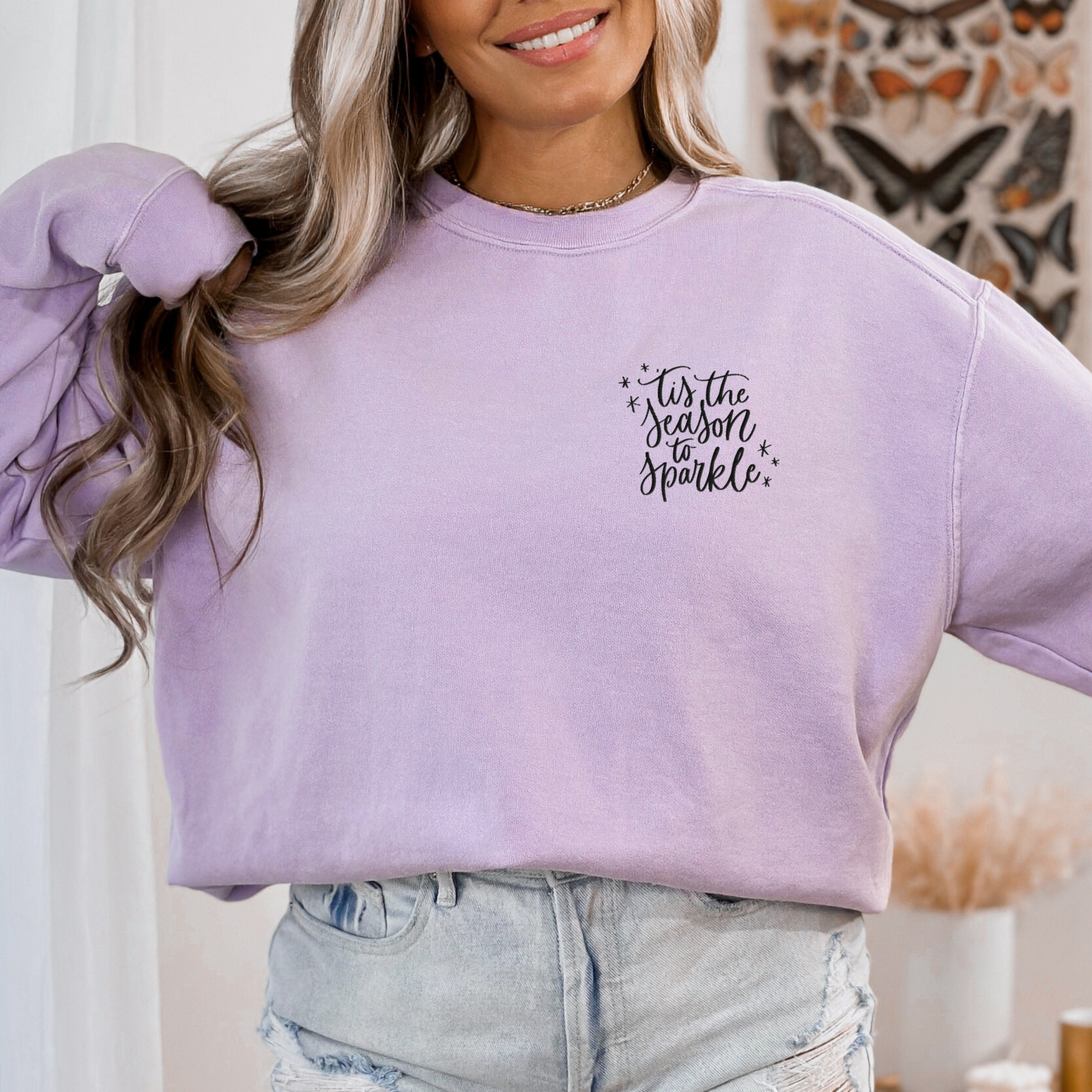 Scripted Pearl - Vente Sweat-shirt à imprimés – femme - Sweat-shirt de Noël brodé This The Season Comfort Col9