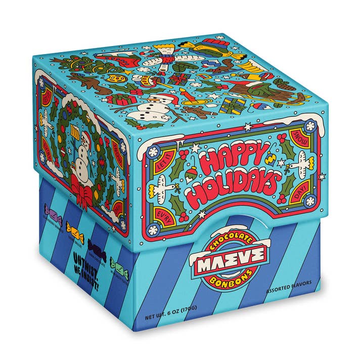 Seattle Chocolate Presents Maeve - Wholesale Chocolate Box - NEW! Holiday - Frosty Friends Bonbon Gift Box - 6oz0