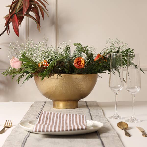 India Handicrafts Inc - Wholesale Decorative tabletop object - Antique Gold Pedestal Bowl