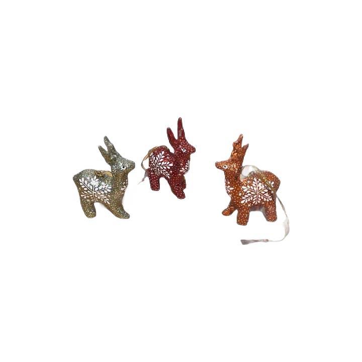 Hopes Unlimited - Wholesale Ornament - SALE Reindeer Ornament Paper Mache1