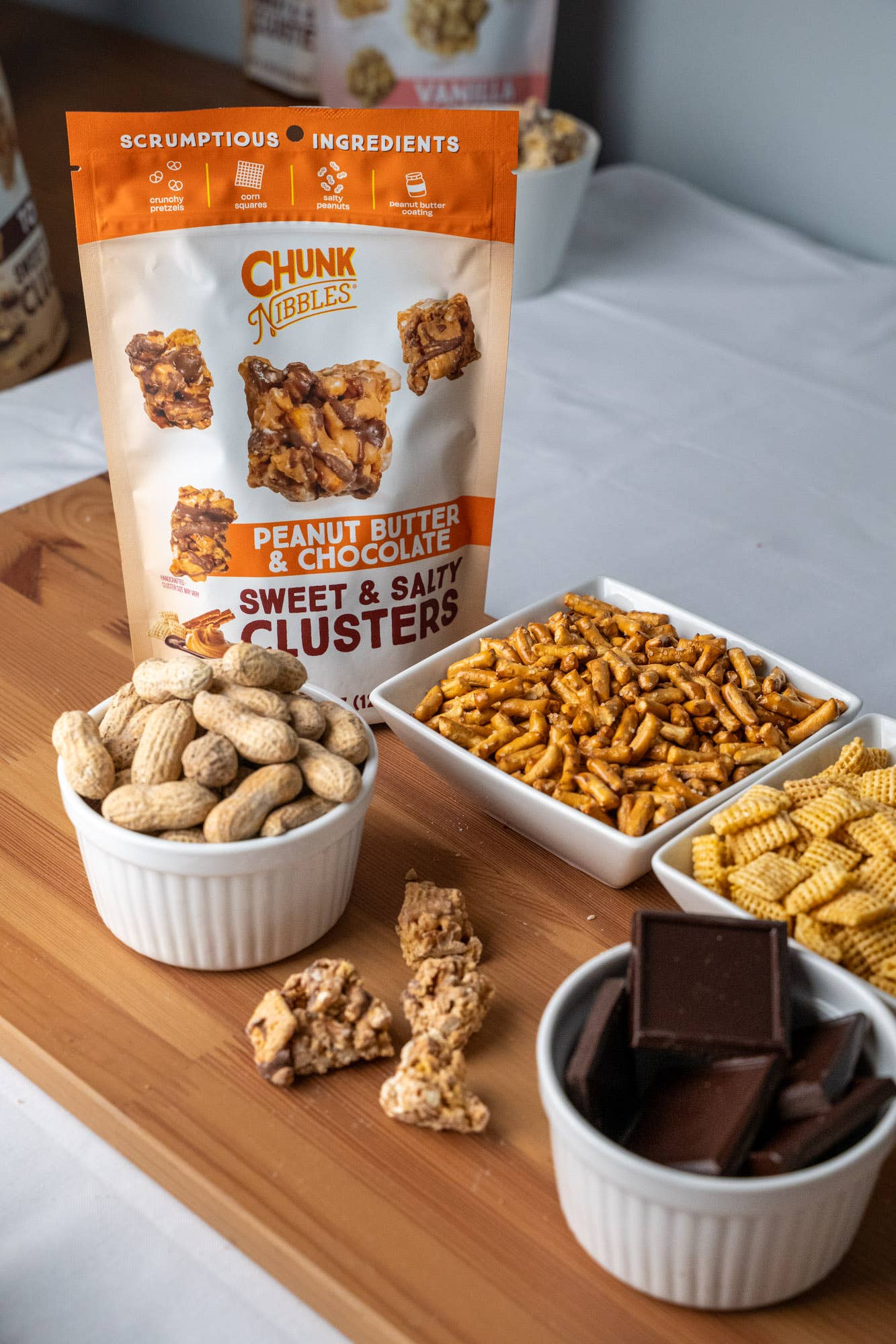 Chunk Nibbles - Wholesale Pretzels - Peanut Butter Chocolate Chunk Nibbles 2oz Snack Pack3
