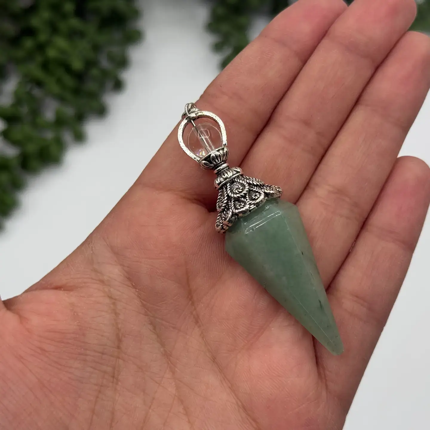 Meraki Gemstones - Wholesale Spirituele steen/kristal - Dubbele kap pendels met zilveren plaatketting7