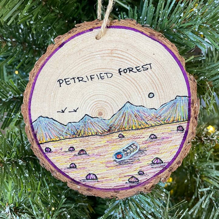 Hand Drawn Petrified Forest Park Christmas Ornament for wholesale by Parks Art Collection