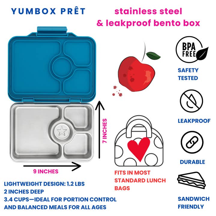 Yumbox - Wholesale Lunch Bag/Box - Yumbox Prêt – Leakproof Stainless Steel Bento - Normandy Blue2