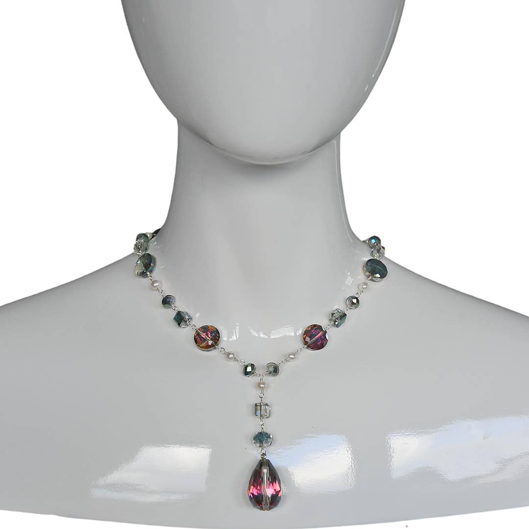 IST Jewelry - Wholesale Beaded/Pearl Necklace - Pearl and Crystal Tear Drop Necklace1