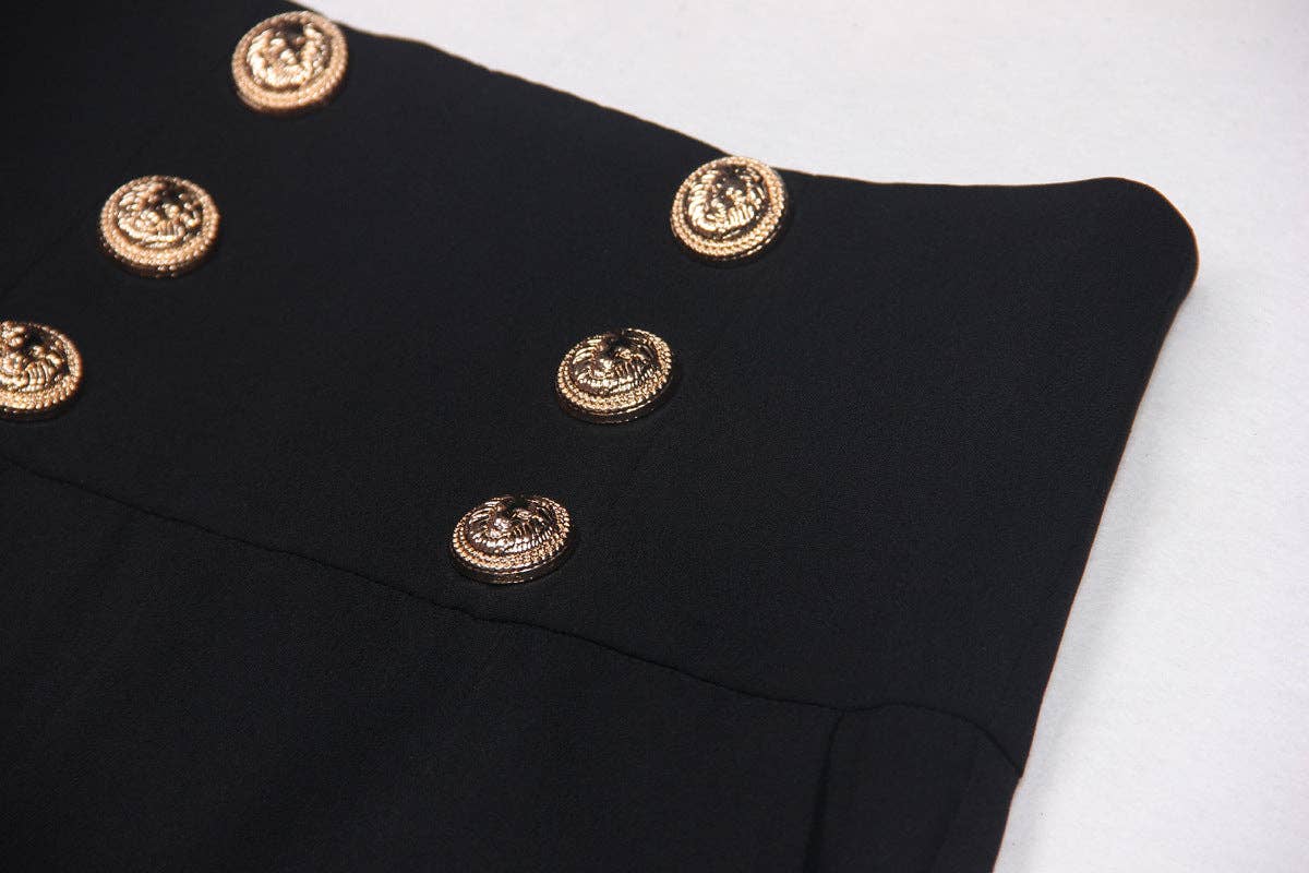 Sort M82 Højtaljede Draperede Vidde Flared Bukser for engroshandel på Faire4