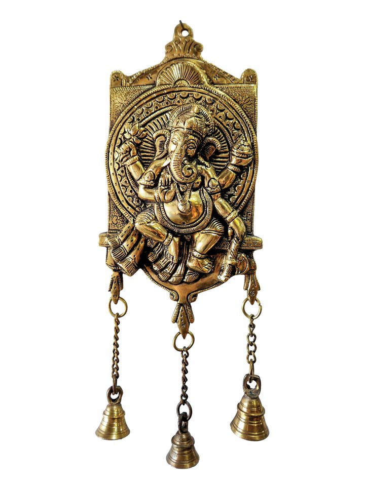 Dancing Ganesha Brass Wall Hanging for wholesale by Yak & Yeti