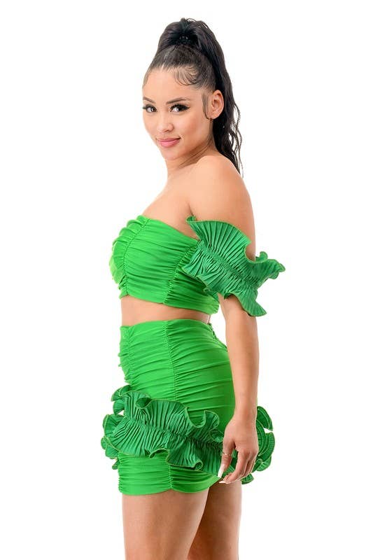 Namatt Design - Vente Ensemble haut et jupe - Femme - Haut court froncé avec manches détachées et jupe7