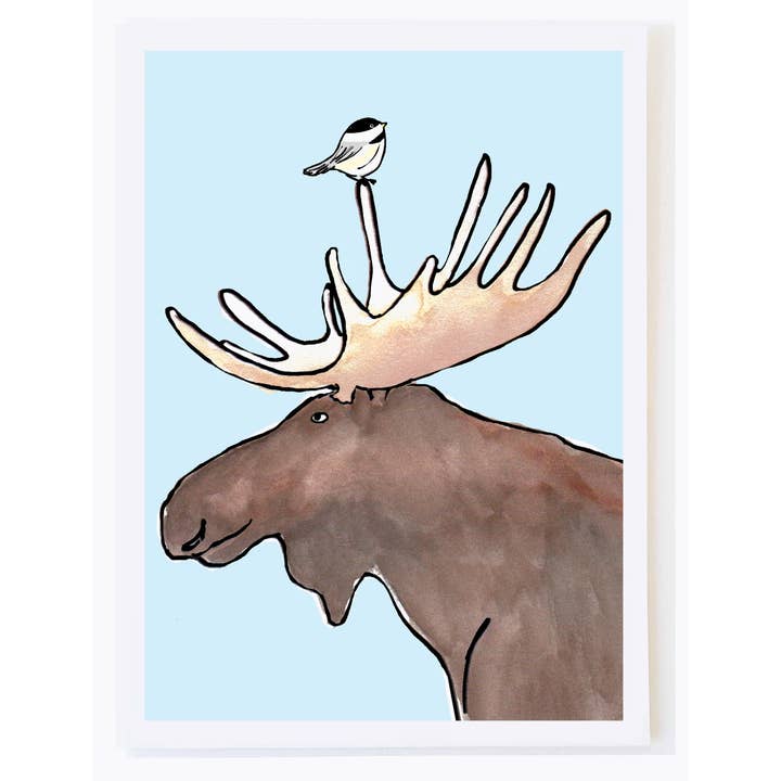 Chickadee and Moose for wholesale by mollyOcards