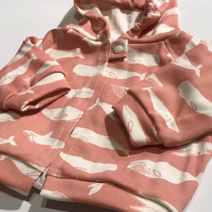 Coral Whale Hoodie for wholesale by Baby Nesh Organics