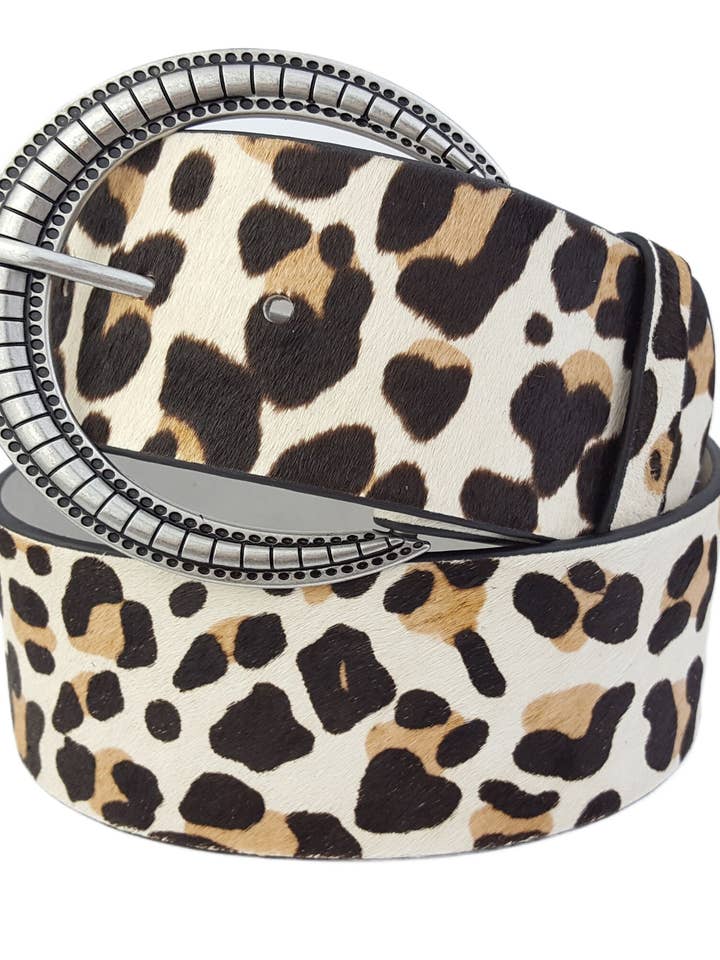 Wide width Leopard Hair Belt for wholesale by Axesoria West