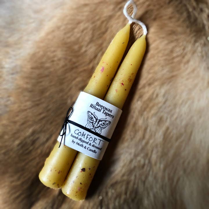 Cozy Handmade Beeswax Mini-Pair Dressed Candles: Comfort for wholesale by Moth and Candle
