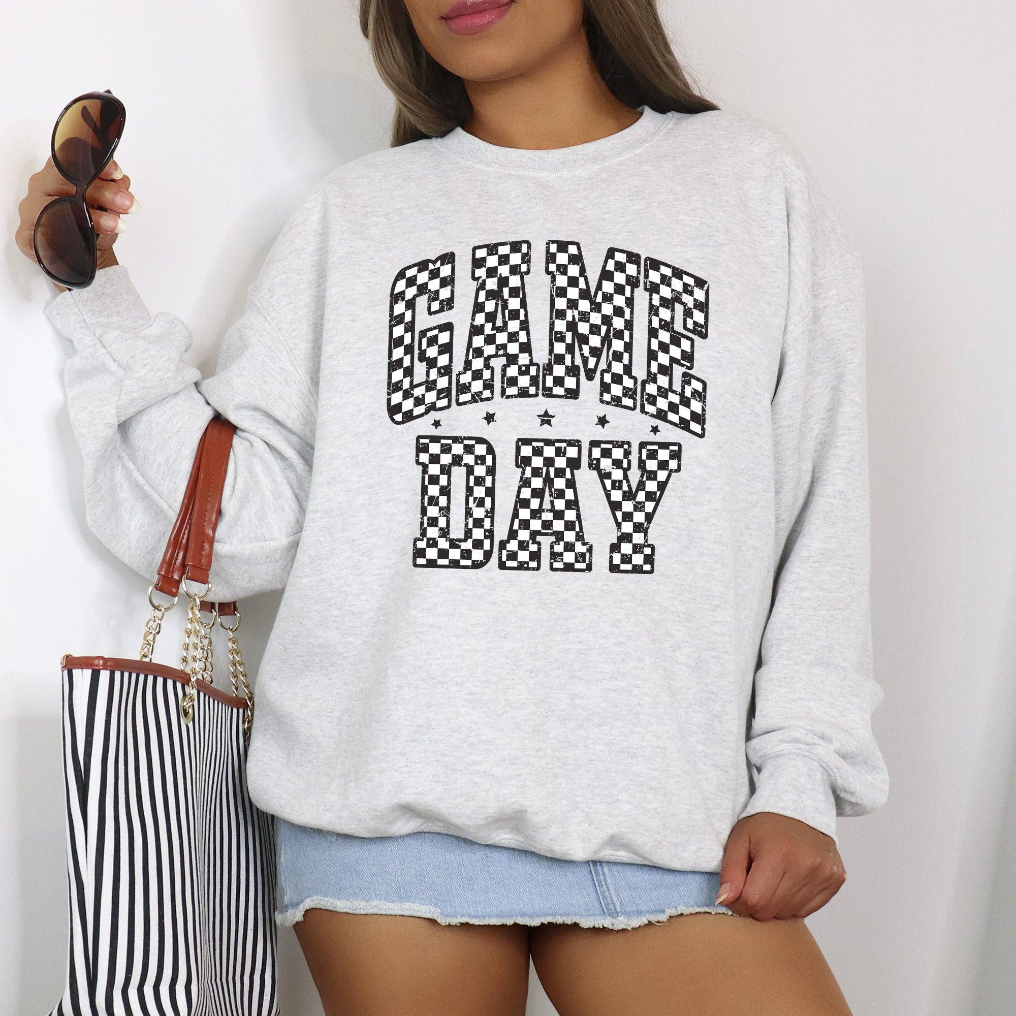 Refinery Number One LLC - Wholesale Graphic Sweatshirt - Women's - Game Day, Checkered, Football, Sports Touchdown Sweatshirt0