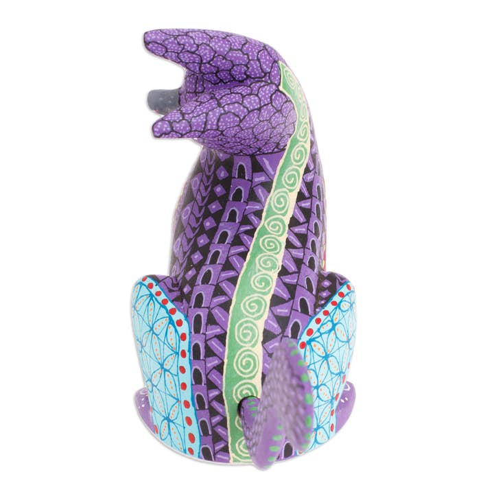 NOVICA - Wholesale Decorative Figurine - Curious Cat In Purple Wood Alebrije Figurine4