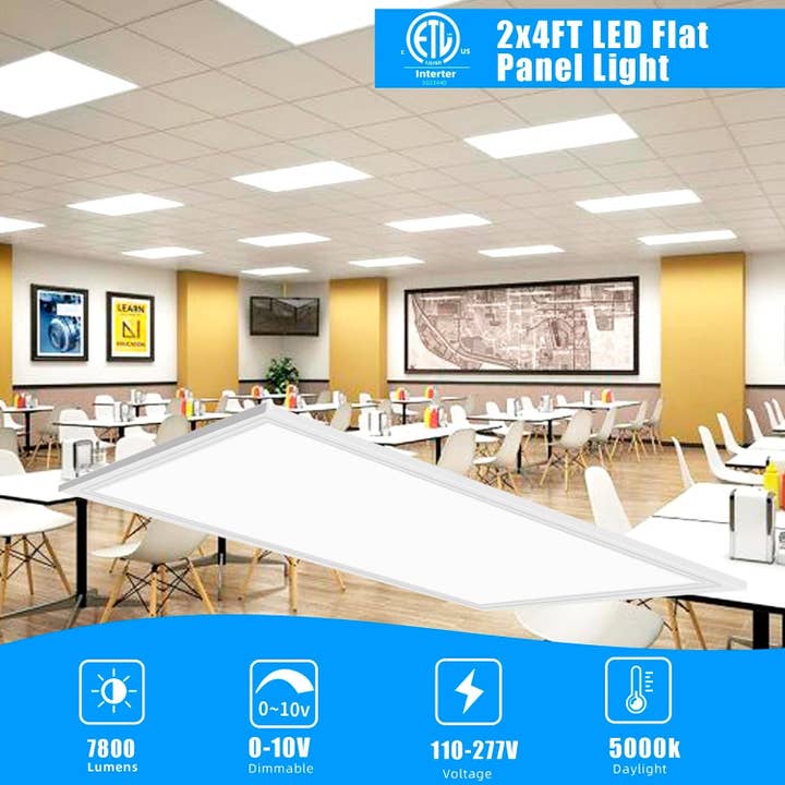 ShipItFurniture - Wholesale Light Bulb/Puck - 2x4 LED Flat Panel Light 4 Pack Dimmable 7800LM 5000K Ceiling Lighting Commercial Office Ready1