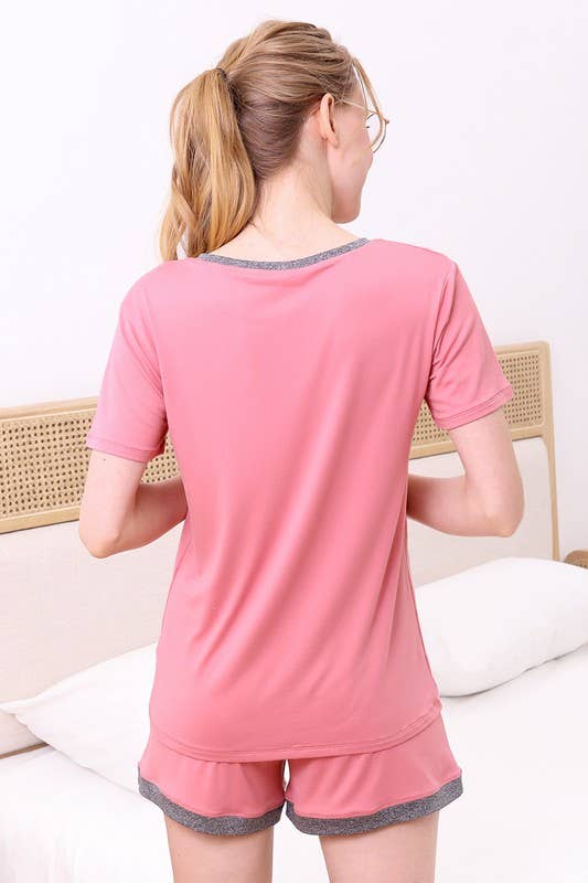 NINEXIS - Wholesale Sleepwear Set - Women's - CWSPJ031_SHORT SLEEVE TOP WITH SHORTS PAJAMA SET4