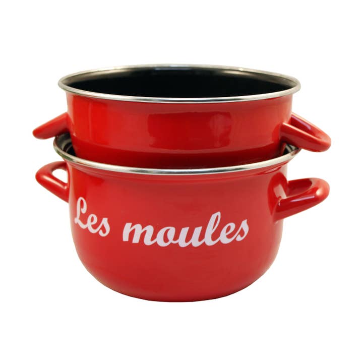 Marmite À Moules Émail 18cm Coloris Rouge Avec Marquage pour la vente par Cuivres de France-Baumalu
