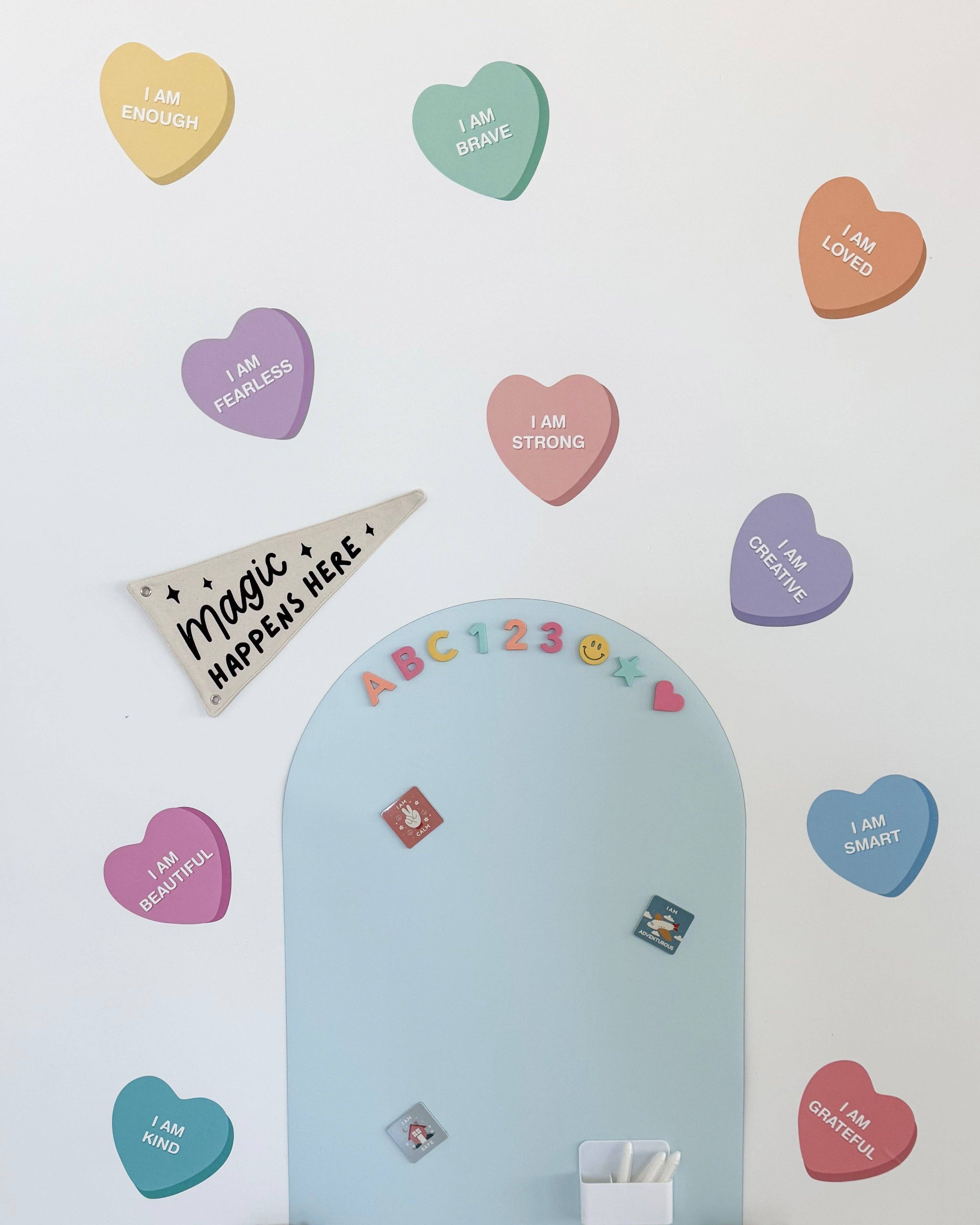Cherrypick – wholesale Wall decal/stickers – Peel & Stick Fabric Wall Stickers - Affirmation Candy Hearts (Bright)1