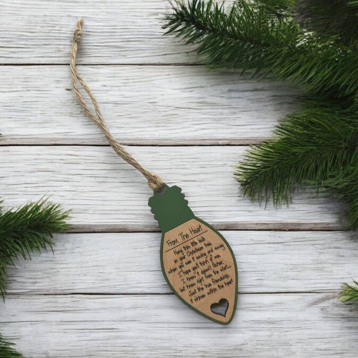 The Delightful Dabbler LLC - Wholesale Ornament - Hand Painted Wood Lightbulb Friendship Christmas Ornament2