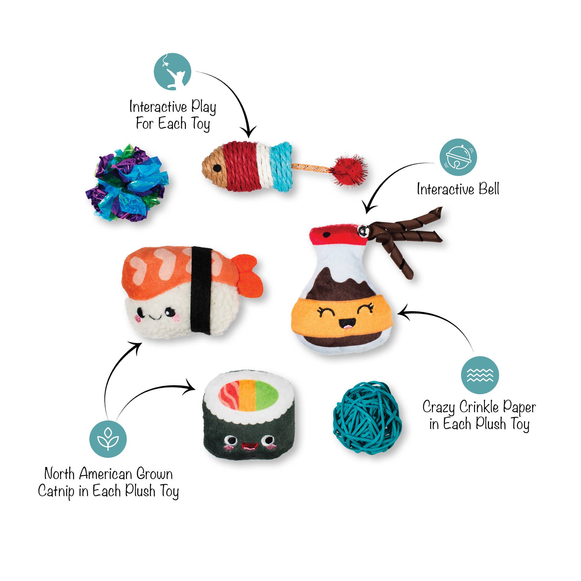 Petshop by Fringe Studio - Wholesale Pet Toy Set - Cat - TRUE SOYMATES CAT TOY SET OF 61