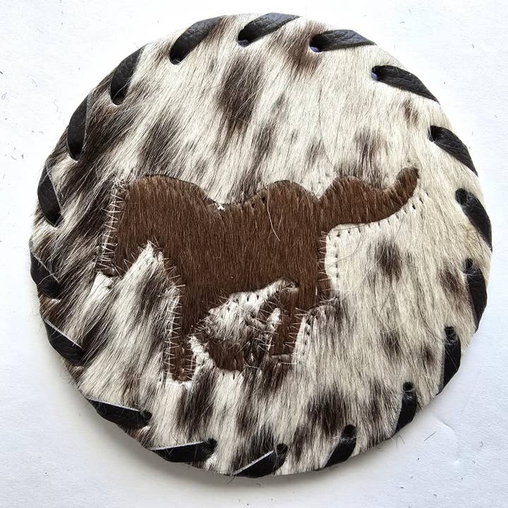 Ranchers Closet - Wholesale Coasters - 4 Large Cowhide Hair-on Coaster - Stallion Western Decor 2