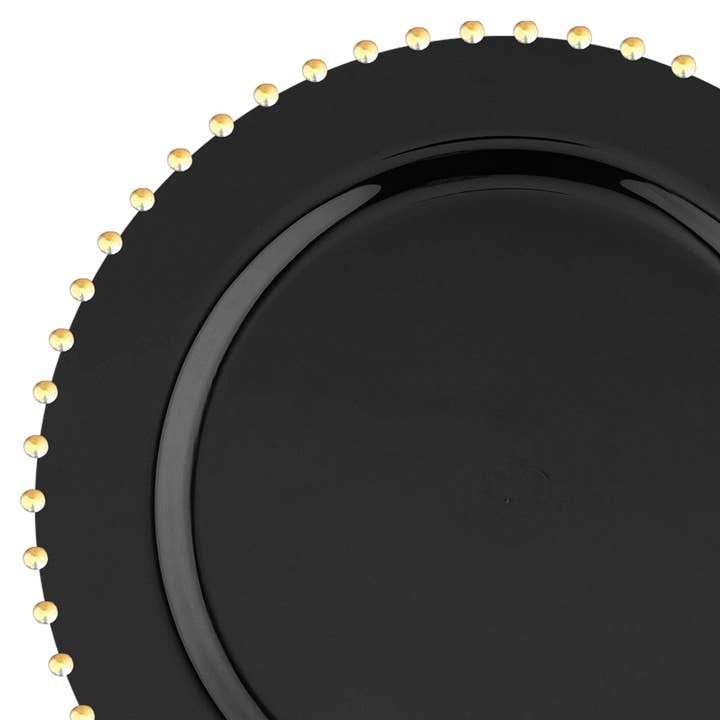 Smarty had a Party – wholesale Dinner plate – 10" Black w/ Gold String Plastic Dinner Plates - 10 pcs