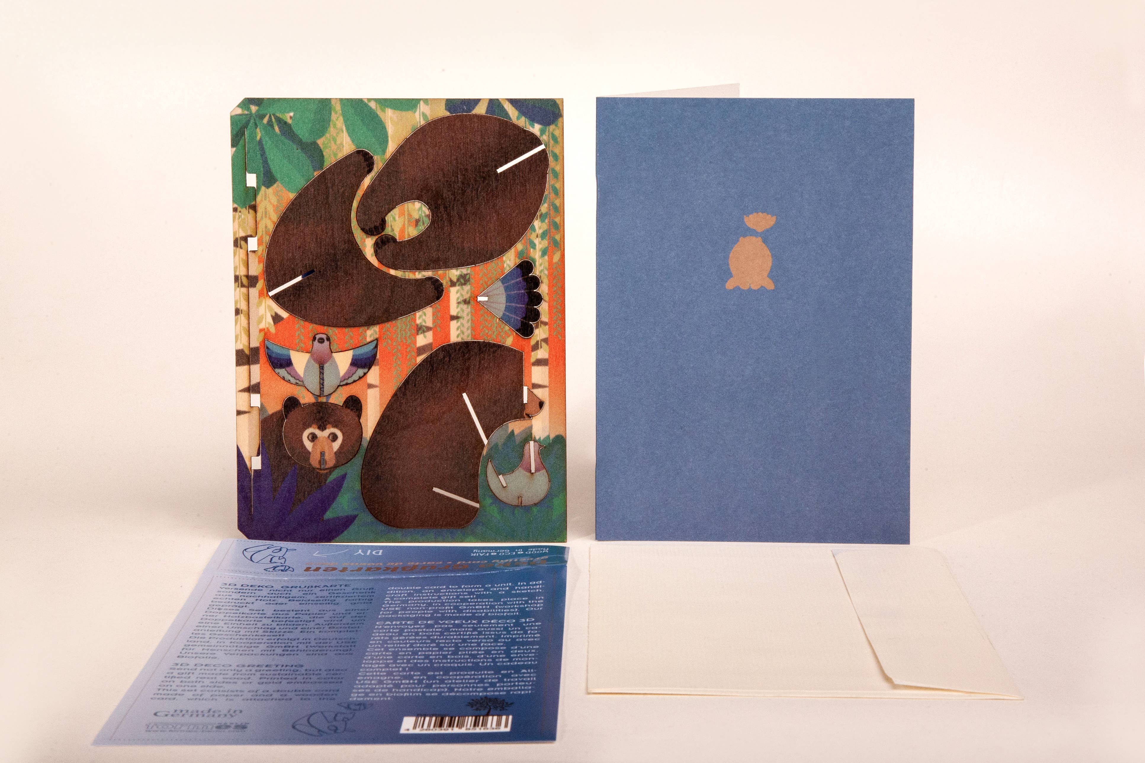 Formes Berlin GbR – postal de felicitações por atacado – Cartão 3D com Urso e Pomba da Paz - Cartão de Saudação3